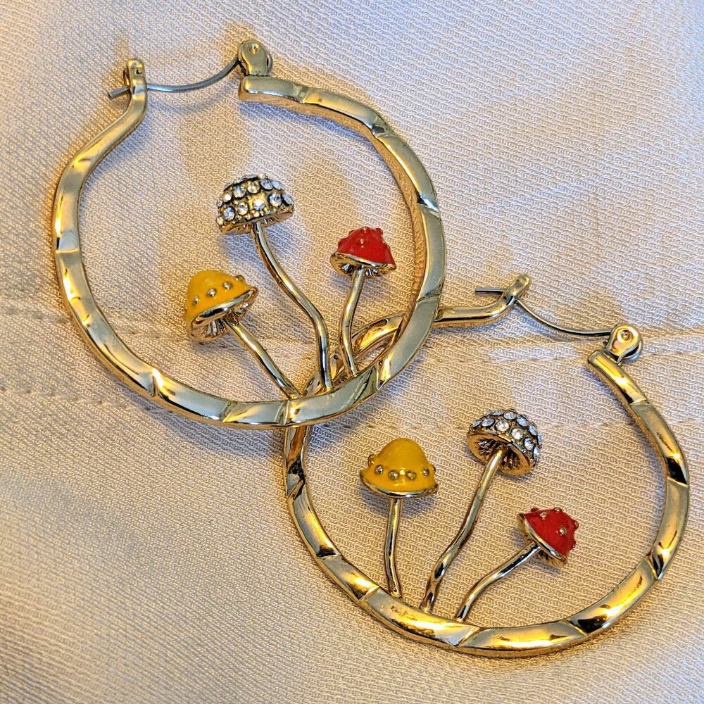 Anthropologie Mushroom Hoop Earrings